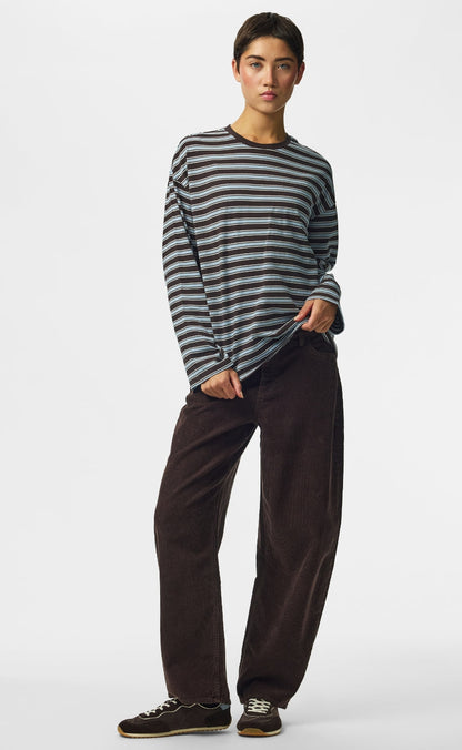 Pieces Bluse - Sadie - Ganache /Cashmere Blue/ Cloud Dancer