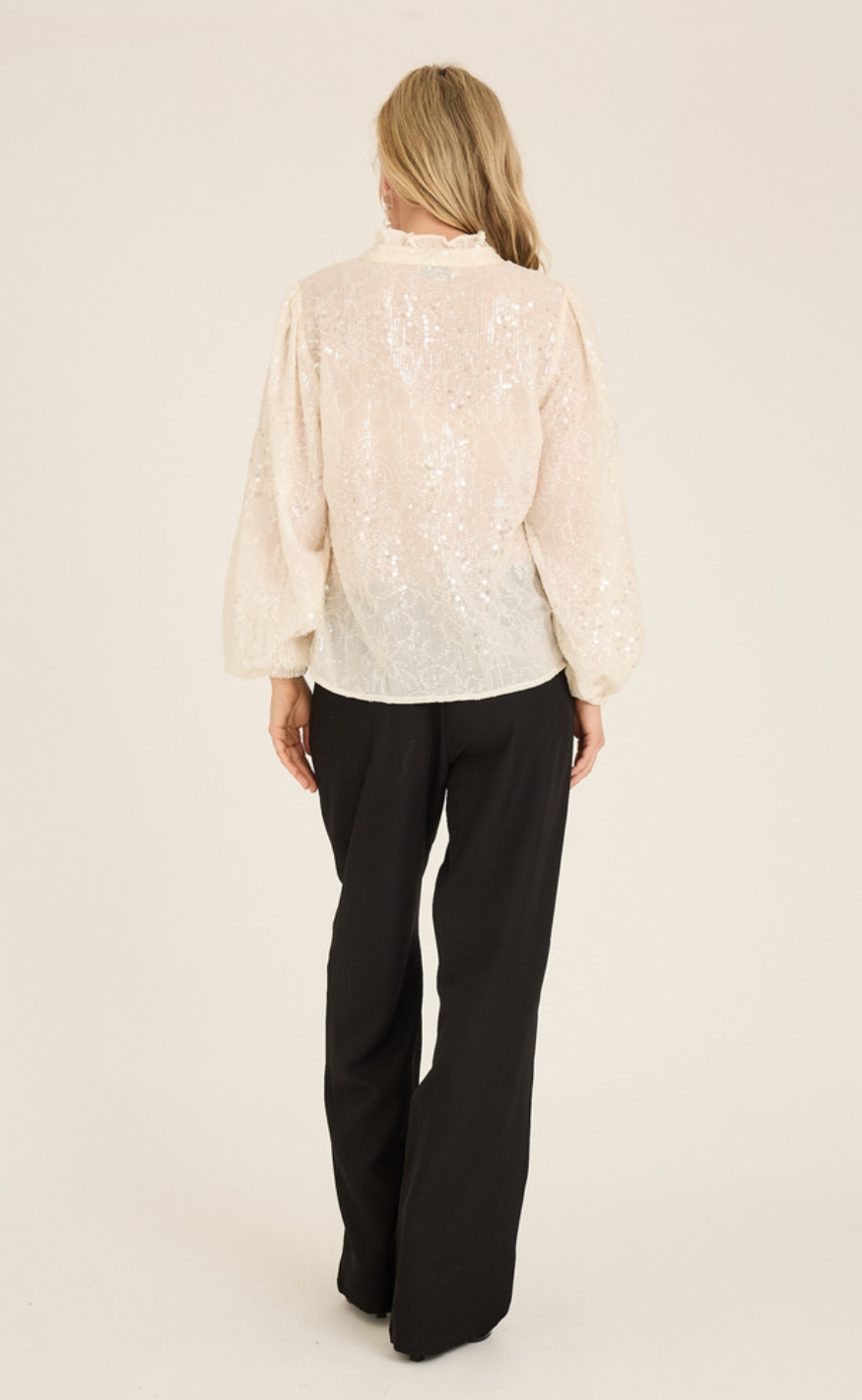 A-View Bluse - Grete Sequin - Off White