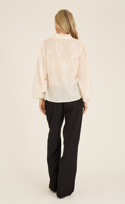 A-View Bluse - Grete Sequin - Off White
