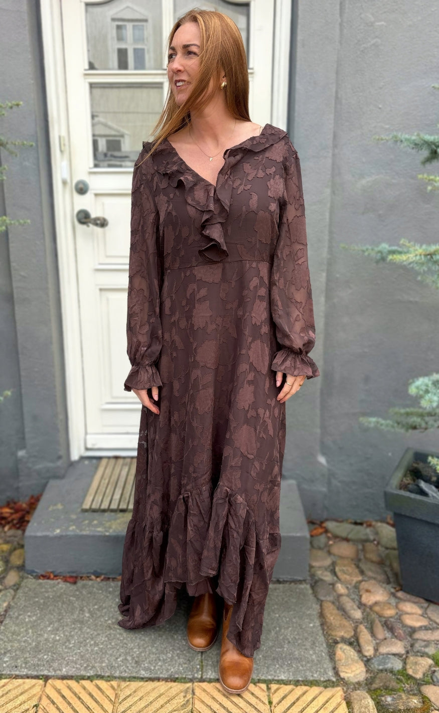 Say INA Copenhagen Kjole - Luna Elegance - Dark Brown Flower
