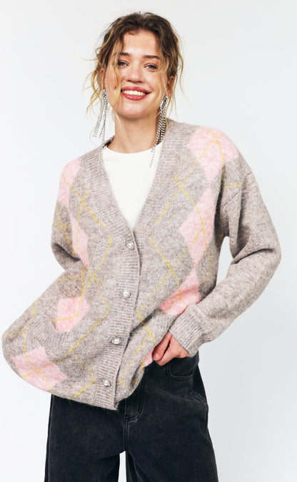 Lollys Laundry Cardigan - Oaks - Taupe
