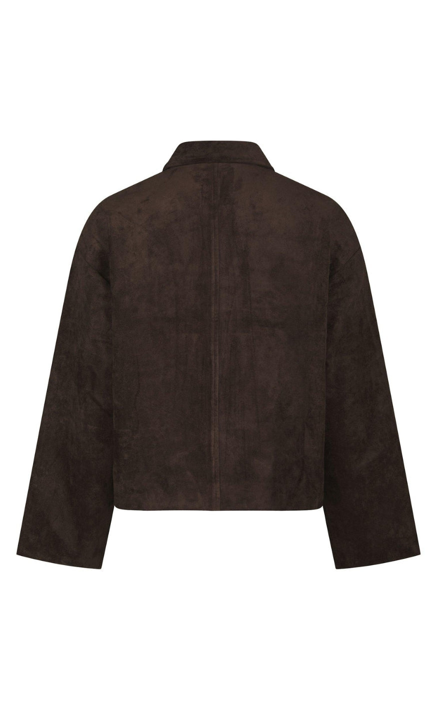 Neo Noir Jakke - Titan Faux Suede - Dark Brown