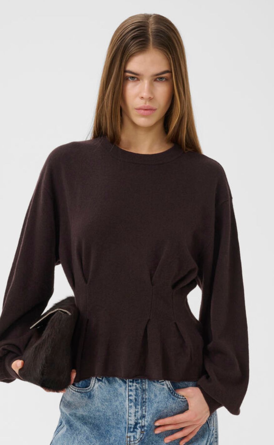 Gestuz Pullover - Manzi Waist - Ganache