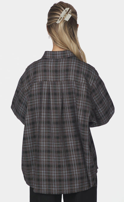 Neo Noir Skjorte - Dalma Flannel Check - Warm Grey