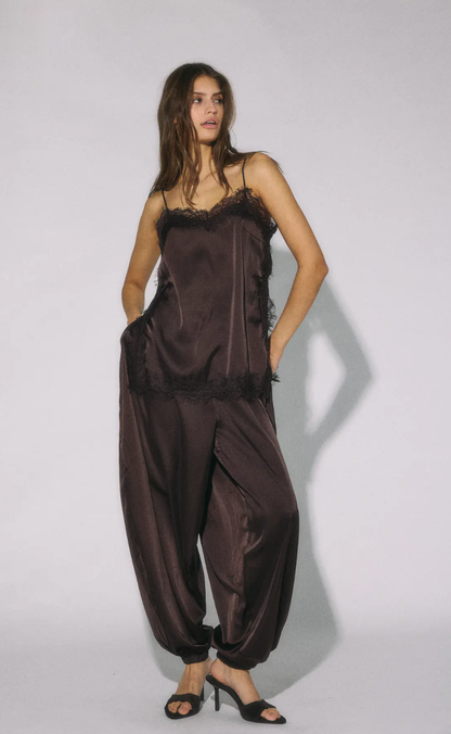 Noisy May Bukser - Louise Satin Balloon - Chocolate Brown