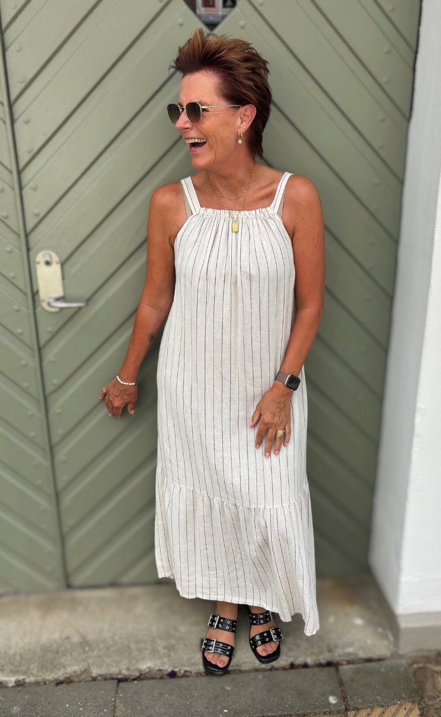 Marta Du Chateau Kjole - Avenia - Sabbia Stripe