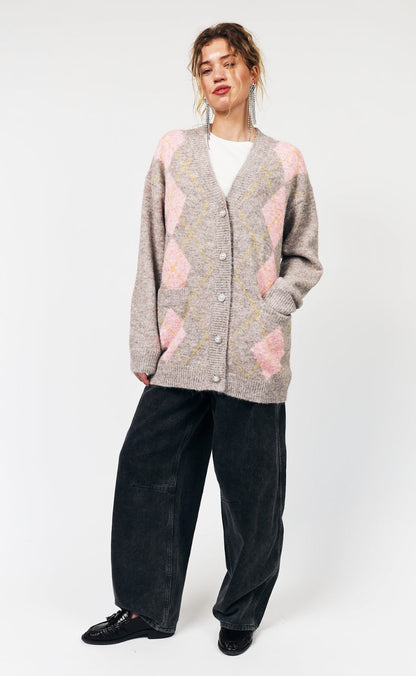 Lollys Laundry Cardigan - Oaks - Taupe