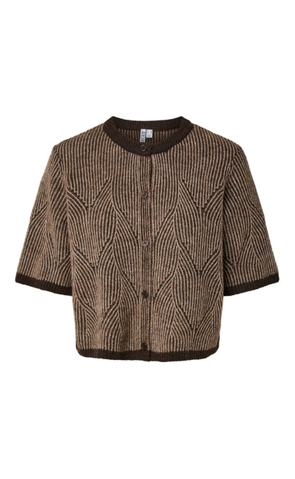 Pieces Cardigan - Jenna SS - Hot Fudge Greige