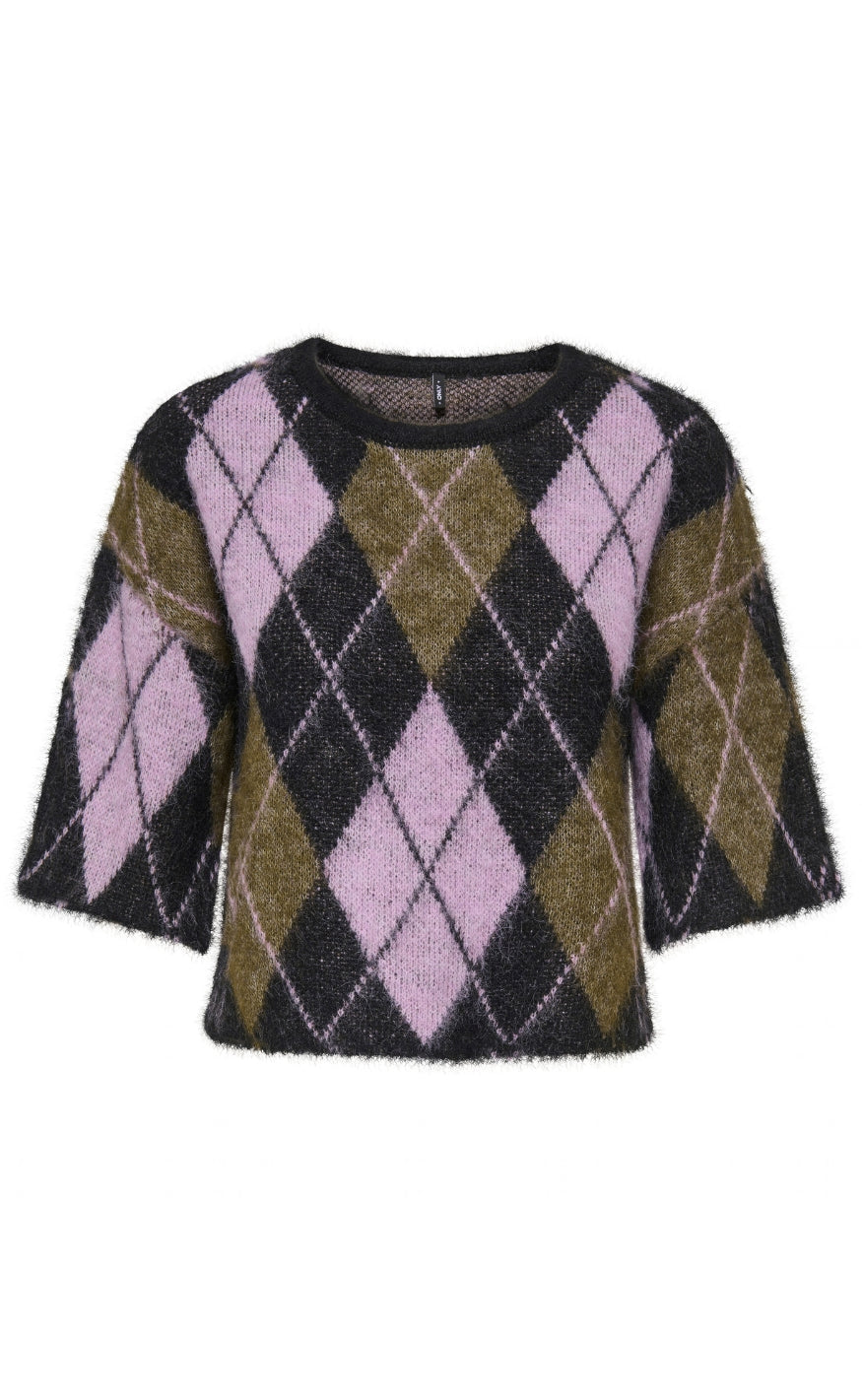 ONLY Strik - Noeme SS - Black Argyle/Beech/Violet Tulle/Mel