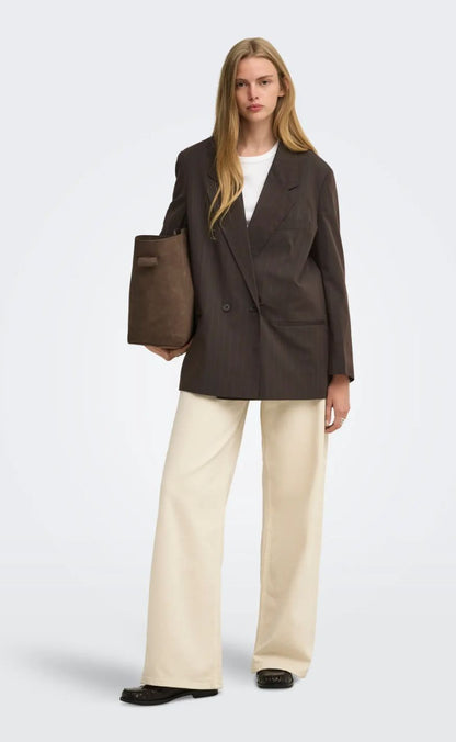 ONLY Blazer - Alden - Mole Pumix Stone Pinstripes