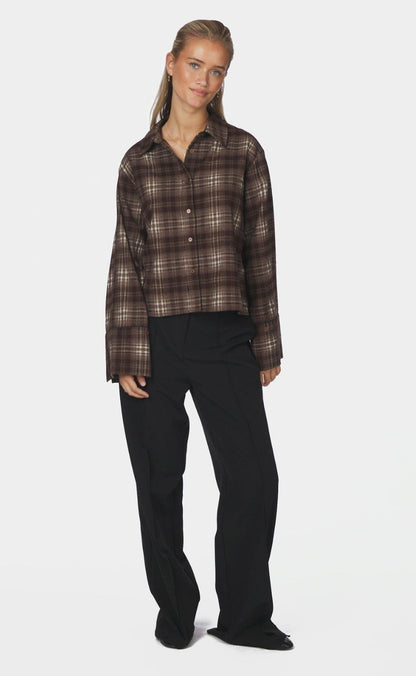 Neo Noir Skjorte - Jaylin Flannel Check - Warm Grey
