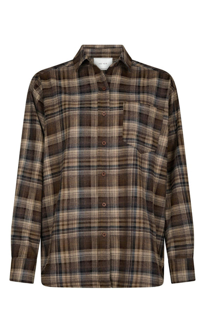 Neo Noir Skjorte - Dalma Flannel Check - Dark Taupe