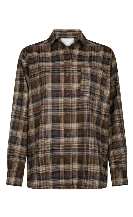 Neo Noir Skjorte - Dalma Flannel Check - Dark Taupe