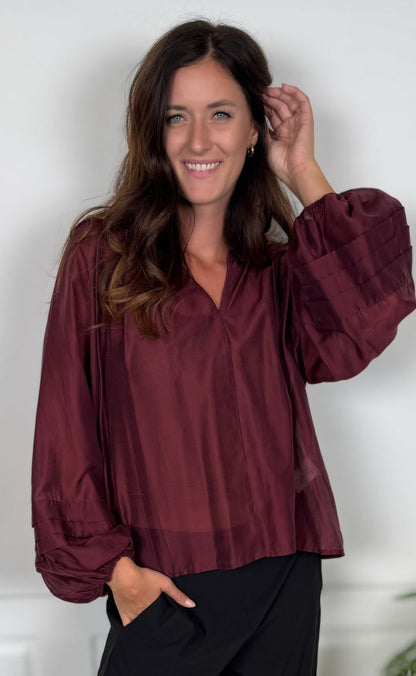 Black Colour Bluse - Linda - Plum
