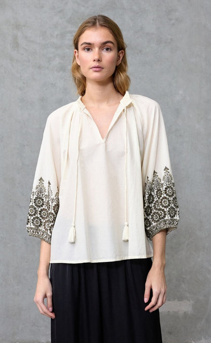 Love & Divine Bluse - Love1504 - Cream/Khaki