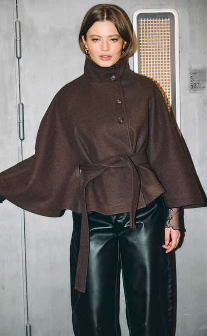 Noisy May Jakke - Lucy Cape - Chocolate Brown Melange