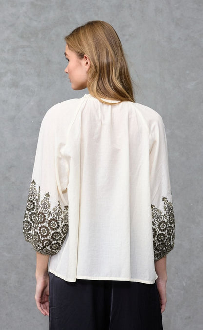 Love & Divine Bluse - Love1504 - Cream/Khaki