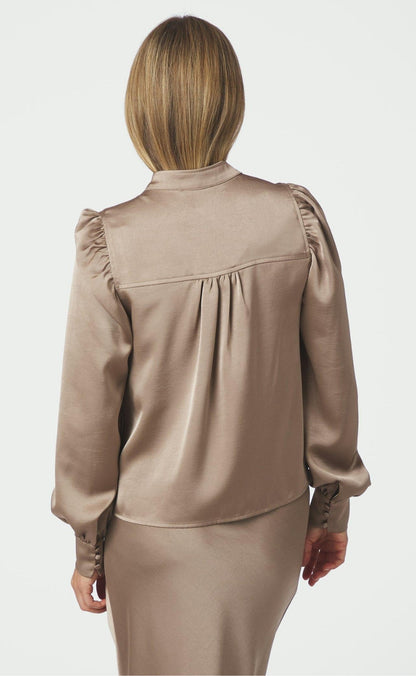 Neo Noir Bluse - Rosslyn Heavy Sateen - Dark Taupe
