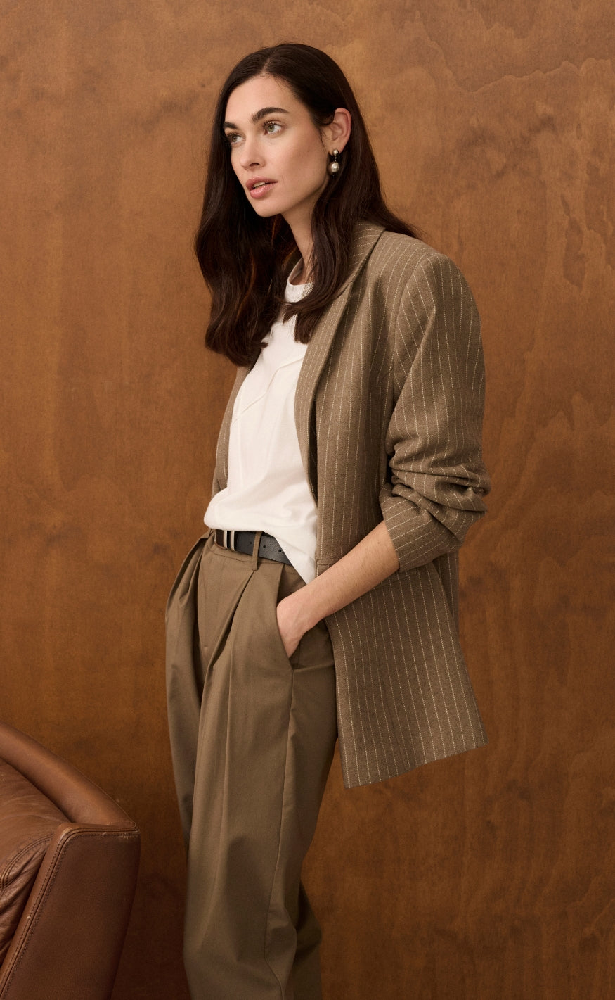 Culture Blazer - Keke - Taupe Stripe
