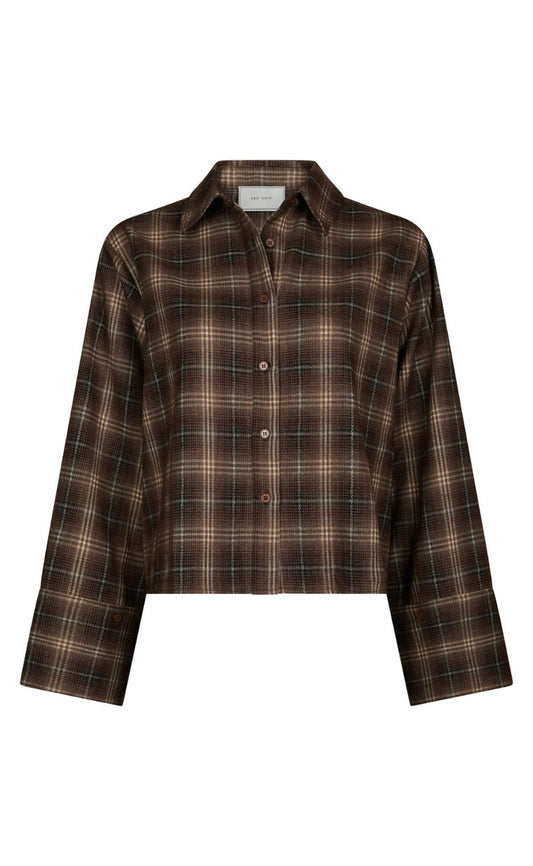Neo Noir Skjorte - Jaylin Flannel Check - Dark Taupe