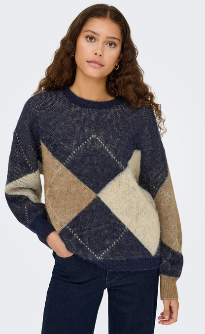 ONLY Strik - Noeme - Night Sky Cocoa Creme/Biscotti/Melange/Argyle