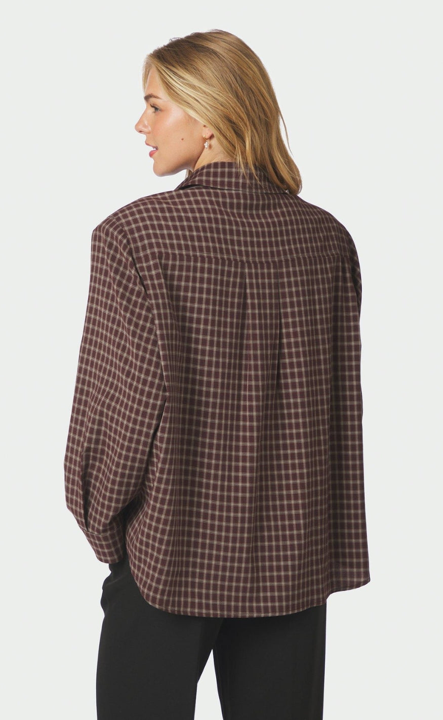 Neo Noir Skjorte - Anella Check - Chocolate Plum