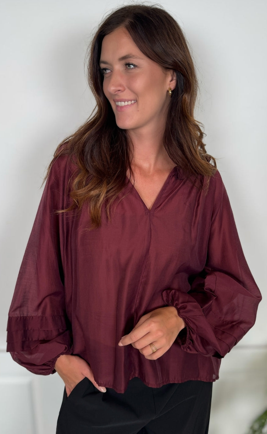 Black Colour Bluse - Linda - Plum