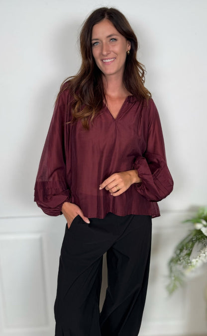 Black Colour Bluse - Linda - Plum