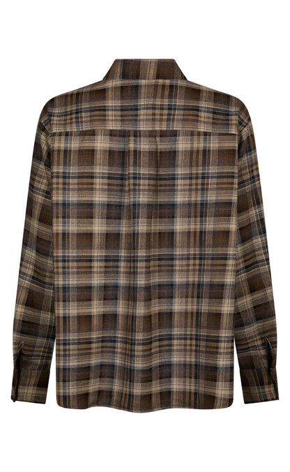 Neo Noir Skjorte - Dalma Flannel Check - Dark Taupe