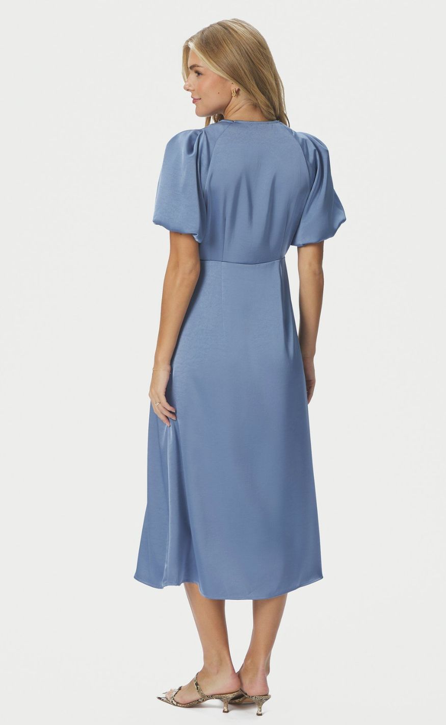 Neo Noir Kjole - Illana Heavy Sateen - Smoke Blue