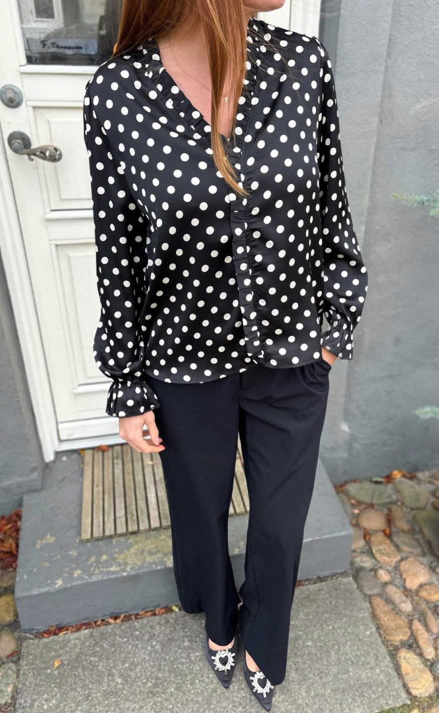 Say INA Copenhagen Bluse - Catja - Black W. White Dots