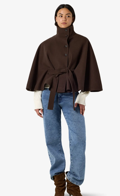 Noisy May Jakke - Lucy Cape - Chocolate Brown Melange