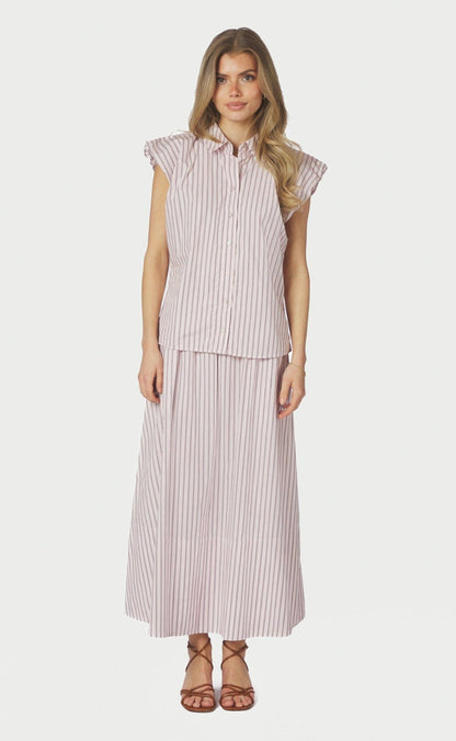 Neo Noir Nederdel - Yara Long Double Stripe - Rose