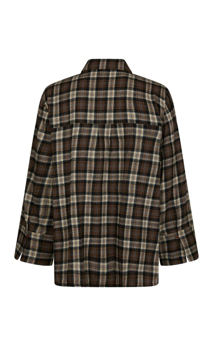 Neo Noir Skjorte - Dita Flannel Check - Dark Taupe