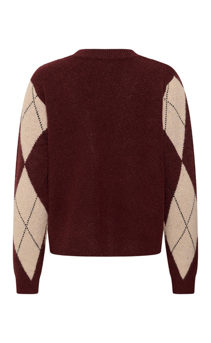 Culture Cardigan - Argyle - Burgundy Argyle