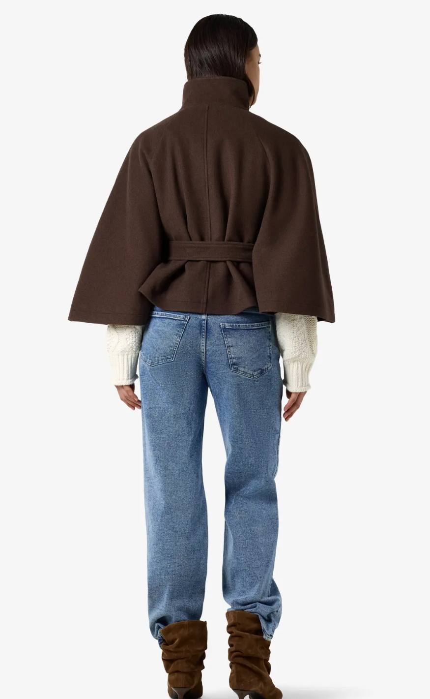 Noisy May Jakke - Lucy Cape - Chocolate Brown Melange