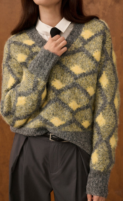 Culture Pullover - Gilan - Grey/Yellow