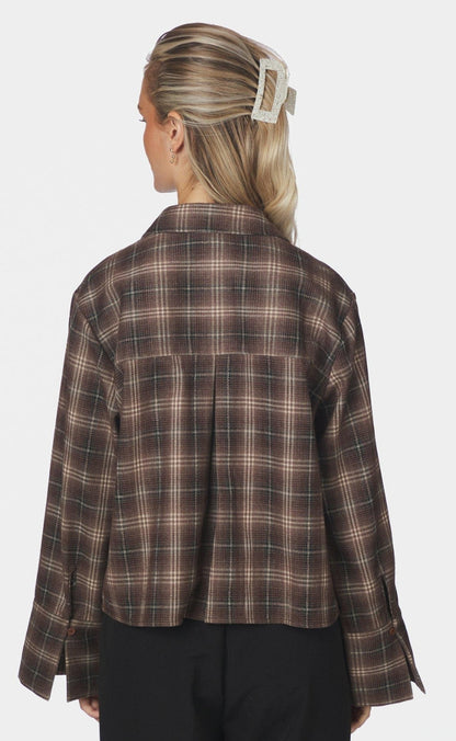 Neo Noir Skjorte - Jaylin Flannel Check - Dark Taupe