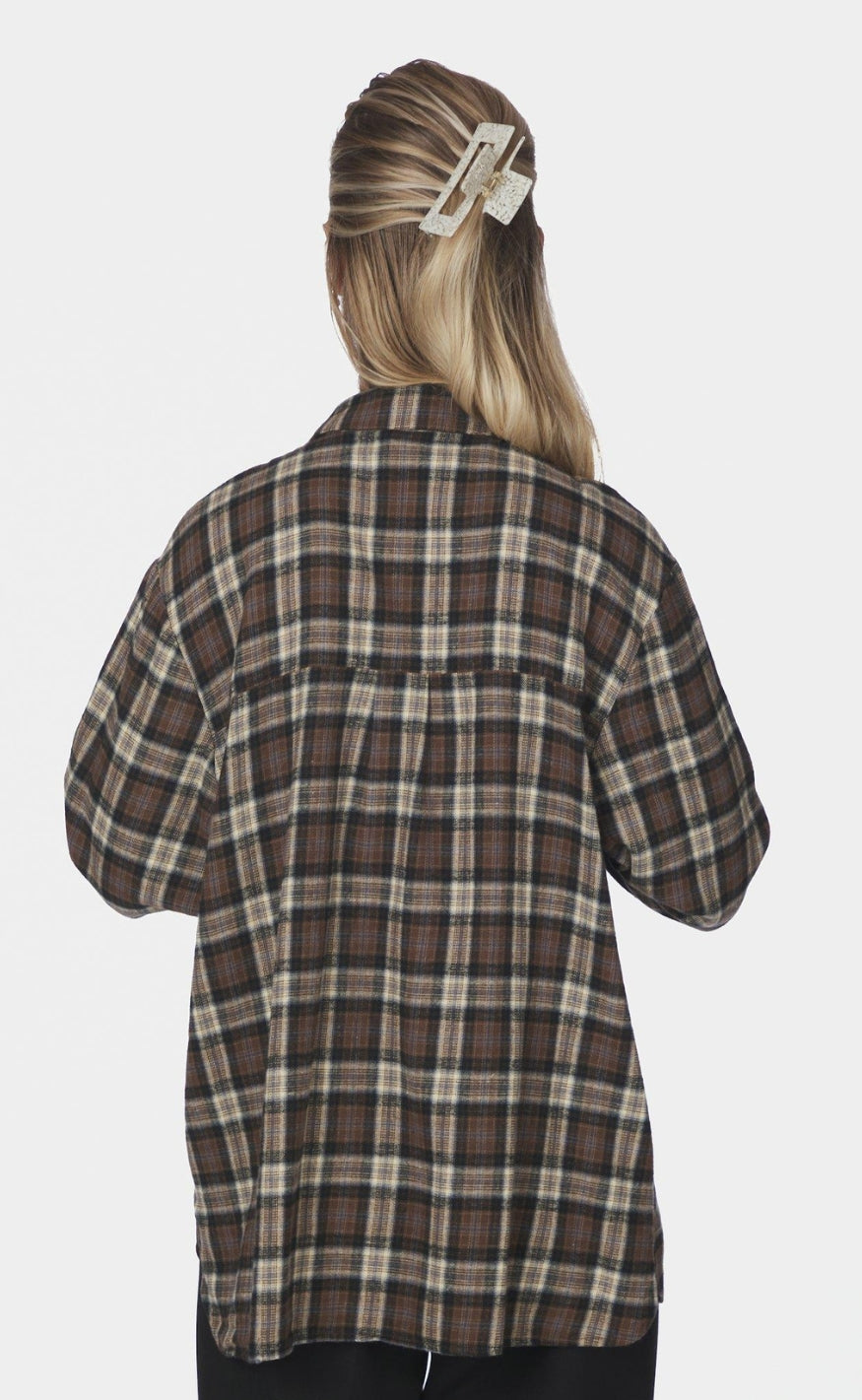 Neo Noir Skjorte - Dita Flannel Check - Dark Taupe