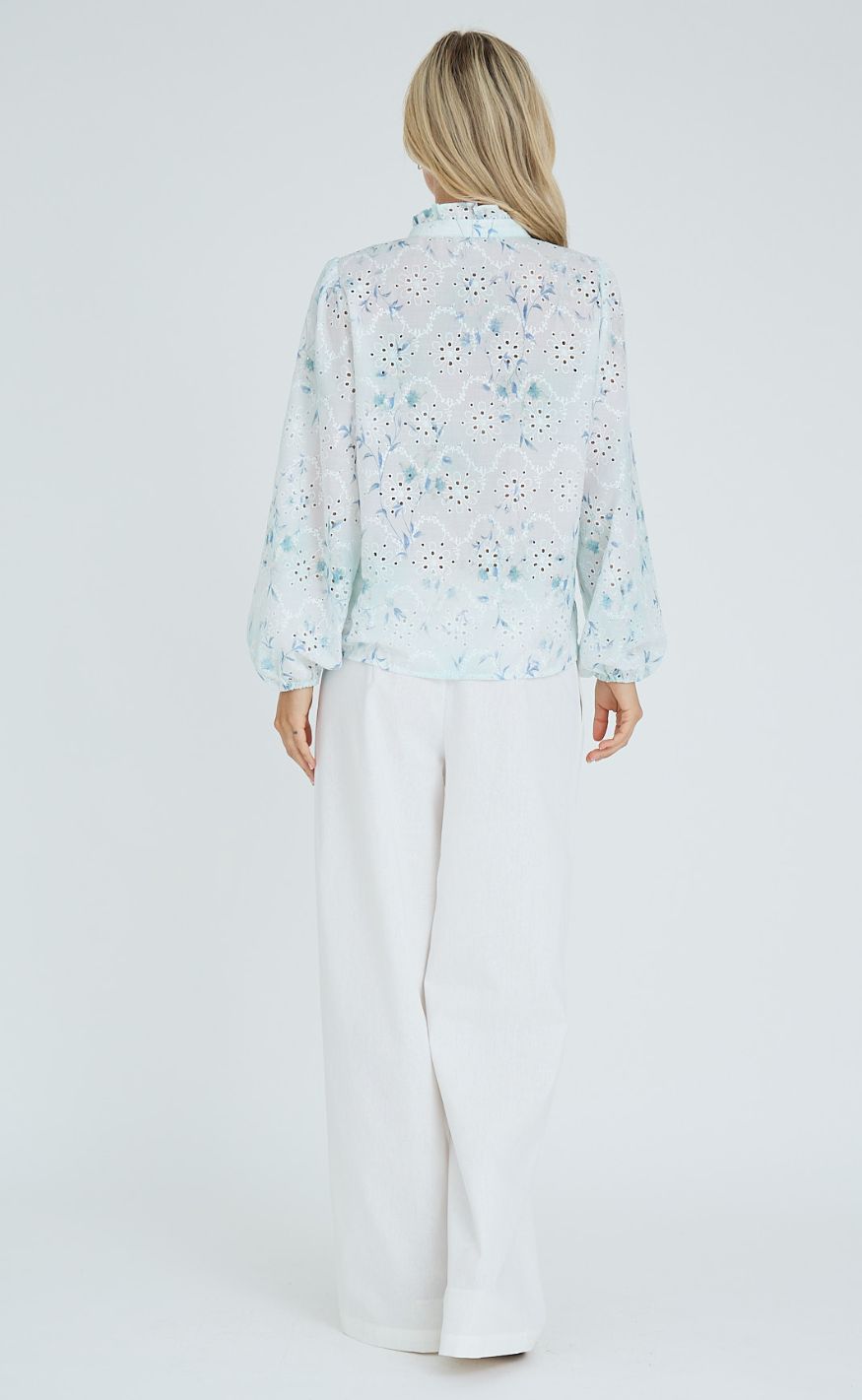 A-View Bluse - Grete - Blue/White