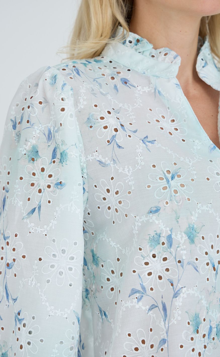 A-View Bluse - Grete - Blue/White