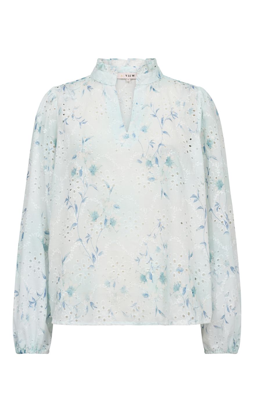 A-View Bluse - Grete - Blue/White