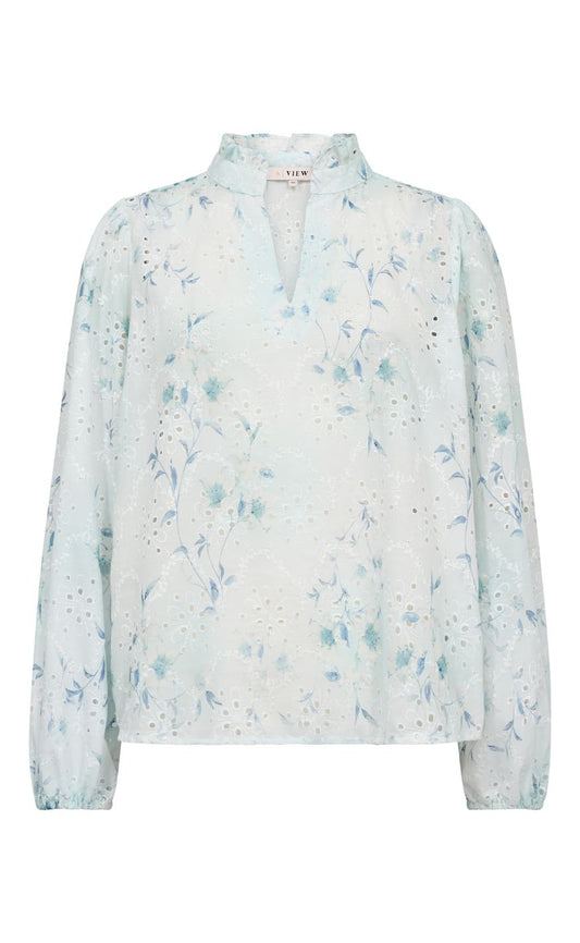 A-View Bluse - Grete - Blue/White