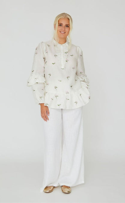 A-View Bluse - Selino - White/Pink