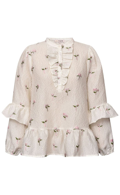 A-View Bluse - Selino - White/Pink