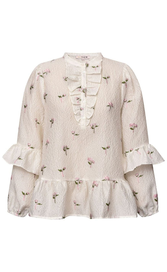 A-View Bluse - Selino - White/Pink