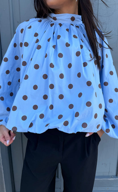 Say INA Copenhagen Bluse - Diana Dot - Blue W. Brown Dots