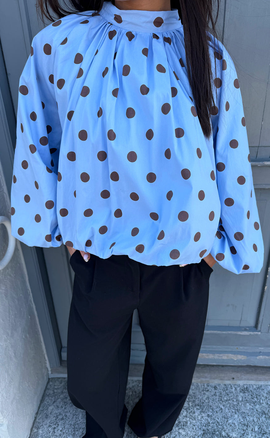 Say INA Copenhagen Bluse - Diana Dot - Blue W. Brown Dots