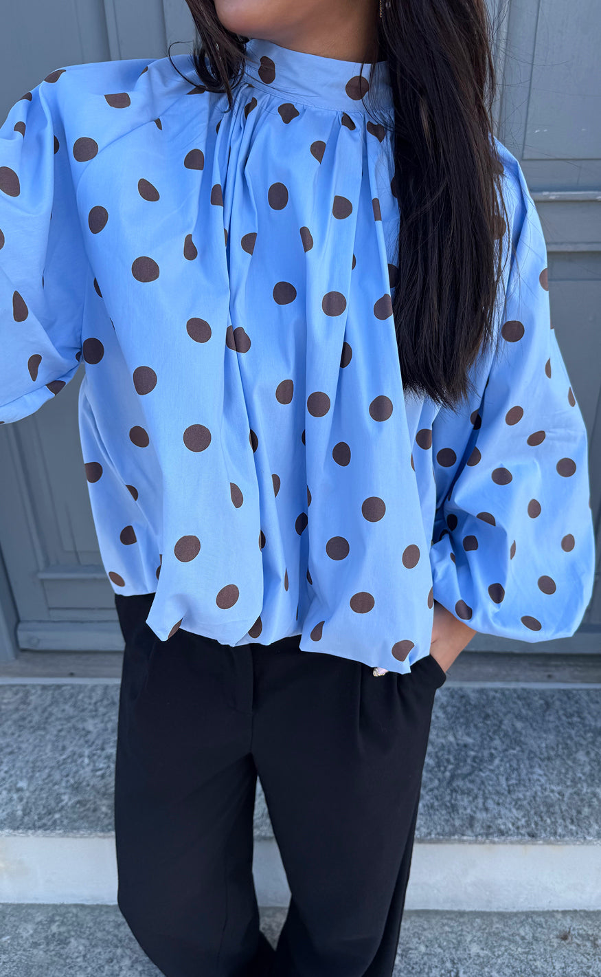 Say INA Copenhagen Bluse - Diana Dot - Blue W. Brown Dots