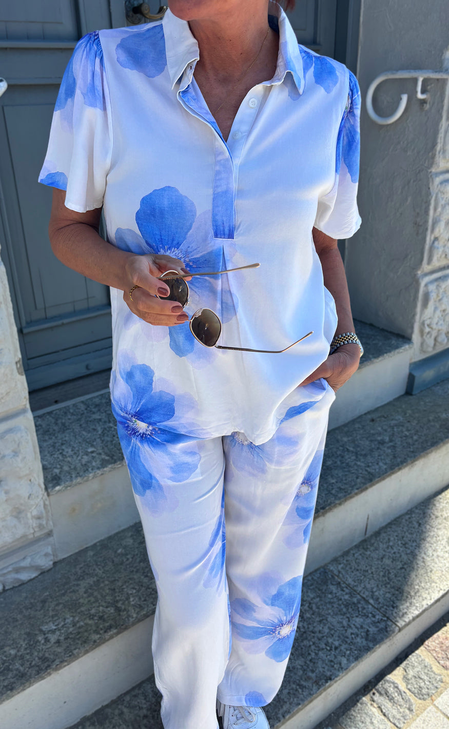 Say INA Copenhagen Skjorte - Katie Summer - Blue Flower